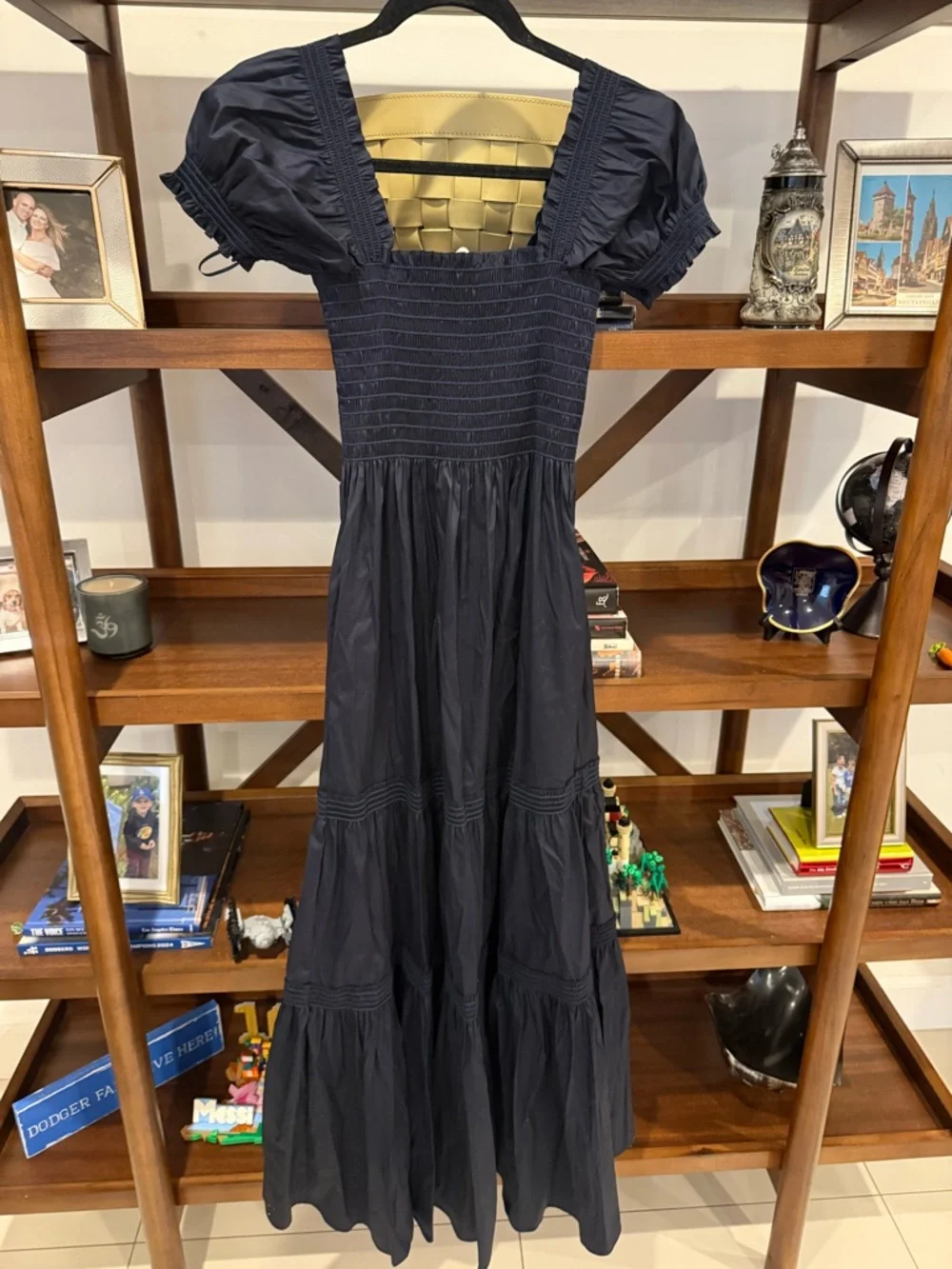 Tory Burch Navy Smocked Maxi Dress